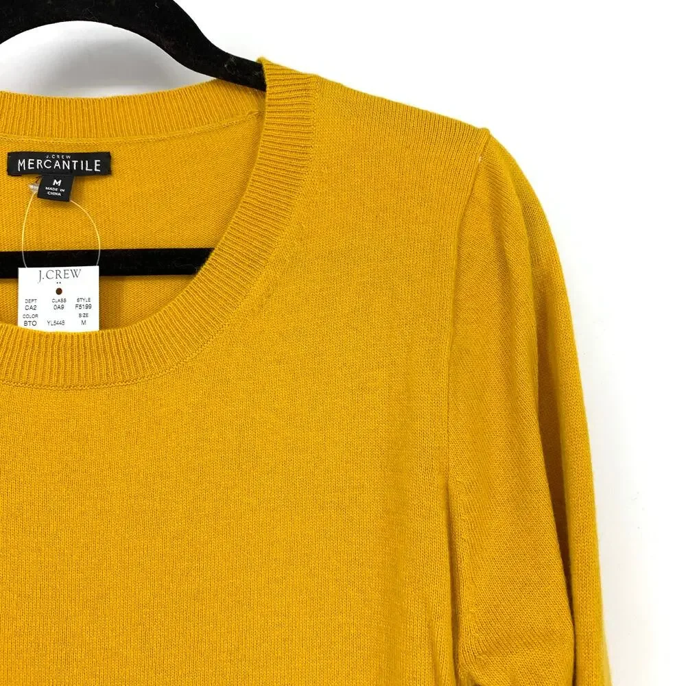 J.Crew Cotton Wool Blend Teddie Pullover Sweater Womens Sz M Golden Yellow NEW